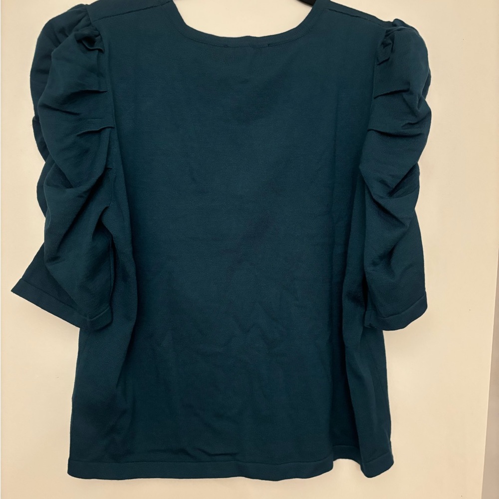 Teal Ruffle Sleeve Top - Picture 2 of 3